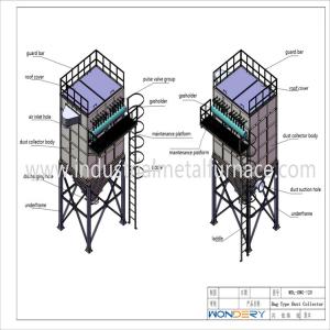 Buy cheap 1200Pa 1.5m/Min Industrial Metal Melting Furnace Bag Type Dust Collector 2000mm from wholesalers
