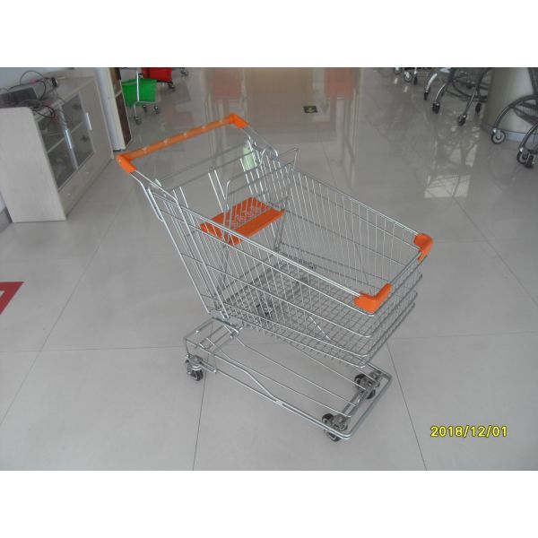 Quality Low Carbon Metal Wire Shopping Trolley Cart 100L With 4 Swivel 4 Inch Autowalk Casters for sale
