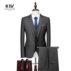 Buy cheap Men's 3-Piece Suit Set Flat Front Woolen Cloth Jacket Pants Vest for Formal Occasions from wholesalers