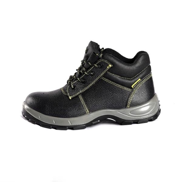 Quality Middle Cut Genuine Leather Safety Shoes with Steel Toe and Plate Anti Smash Waterproof Work Boots for sale