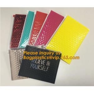 Factory Shiny Rose Gold Silver Cosmetic Zipper Bubble Bag Pink Bubble Bag With