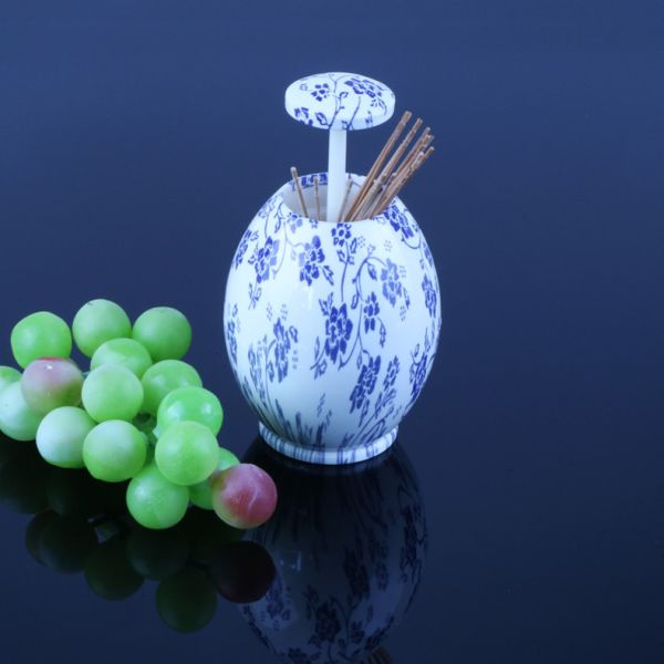 Quality 7.5x7.5cm Refillable Flowery Printed Plastic Toothpick Holder for sale