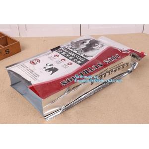 Buy cheap 15kg 20kg side gusset plastic bag pet food packaging with slider zipper, flat bottom plastic pet food bag with slider zi from wholesalers