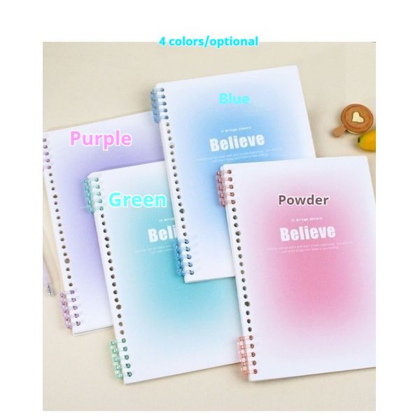 Buy cheap Gradient Leather Loose-Leaf A4 Notebook 60 Detachable Students Book with 20 & 26 Holes High Color Value Light Horizontal Printed from wholesalers