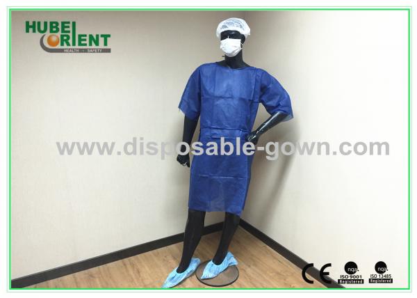 Quality Short Sleeve Disposable Isolation Gowns/Dark Blue single use patient gown for sale