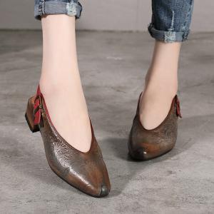Buy cheap S362 2020 New Simple And Fashionable Mori Women'S Shoes Retro Handmade Square Heel Leather Guangzhou Women'S Shoes from wholesalers