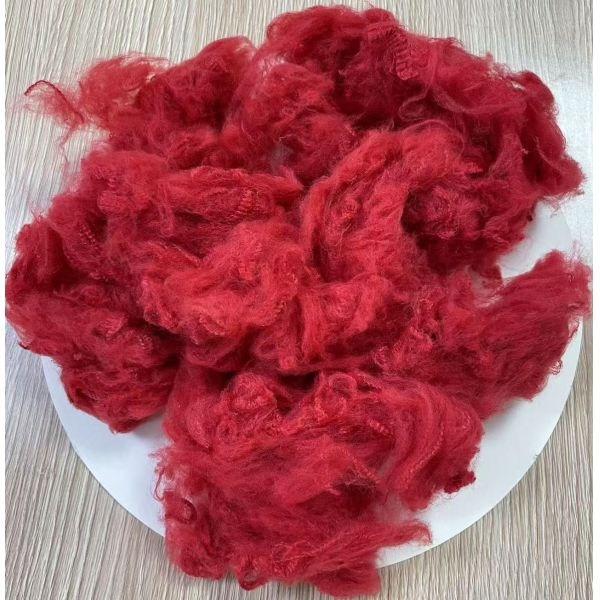 Quality non siliconized Dope Dyed Polyester Fiber 1.5D 38mm Bright Red for sale