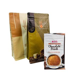 Custom Stand Up Resealable Coffee Bean Bags with Side Gusset Valve