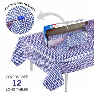China Blue Picnic Disposable Plastic Table Skirts , Party Tablecloth Roll With Self Cutter Box on sale