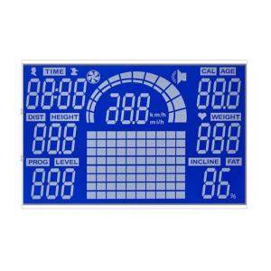 China Customized 7 Segment LCD Display HTN Negative Lcd Blue Backgound Display For Sport Equiment on sale China Customized 7 Segment LCD Display HTN Negative Lcd Blue Backgound Display For Sport Equiment on sale