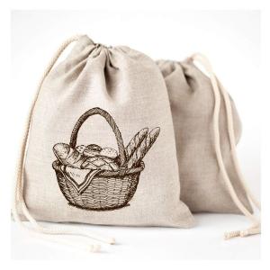 China Natural Reusable Food Safe Linen Bread Drawstring Storage Bag on sale