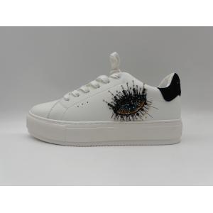 Buy cheap Soft Cow Womens Leather Hiking Shoes , Classic White Shoes With Decorative Stone Flower from wholesalers