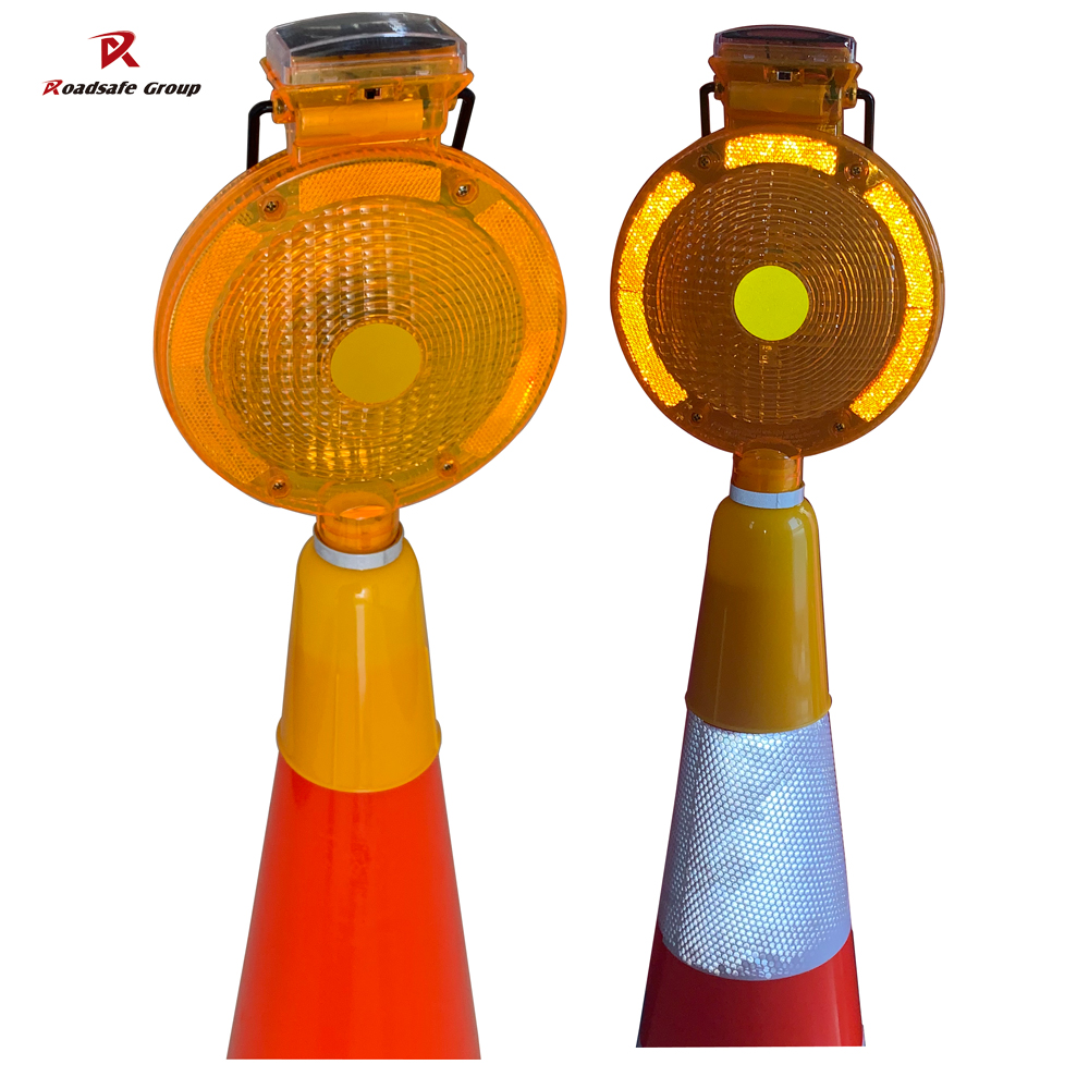Buy cheap Solar LED Traffic Warning Light with Flashing White LED and Cone Shape for Enhanced Traffic Safety from wholesalers
