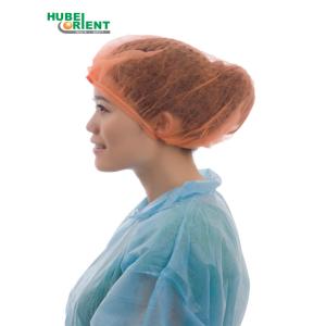 Orange Soft Non-woven Disposable Medical Use Caps With Double Elastic For
