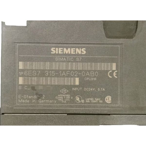 Buy cheap SIEMENS 6ES7315-1AF02-0AB0 SIMATIC S7-300, CPU 315 CPU WITH INTEGRATED 24 V DC POWER SUPPLY, 48 KBYTE WORKING MEMORY from wholesalers