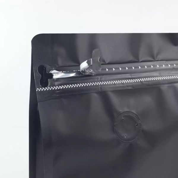 quad seal block bottom flat bottom coffee packing bag fully matte black coffee bag for 125g 250g 500g 1KG 2KG