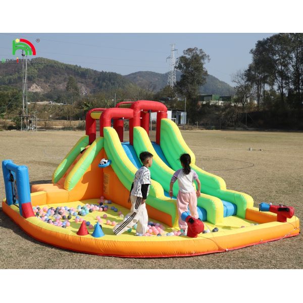 Inflatable Bouncer Combo Bounce House Double Lane Inflatable Water Slide With