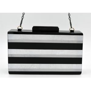 Buy cheap Resin Acrylic Formal Handbags And Clutches With White And Black Strip from wholesalers