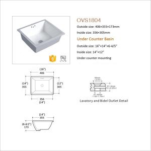 Buy cheap Solid Surface Ceramic Under Counter Wash Basin For Kitchen from wholesalers