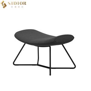 Buy cheap H41cm Modern Luxury Black Fabric Footstool Upholstered With Metal Legs from wholesalers