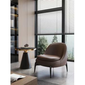 Buy cheap 5 Star Hotel Minimalist Style Genuine Leather Sofa Business Chair And Table Set from wholesalers