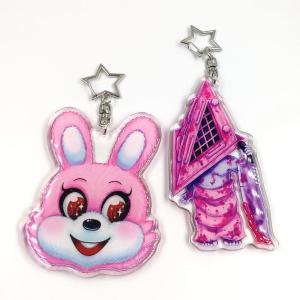 Buy cheap Custom Clear Printed Double Glitter Epoxy Resin Acrylic Charms Keychain for Gift with Star Clasp from wholesalers