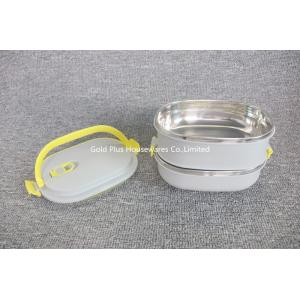 China Leakproof 2 Tier Square Meal Prep Container Portable With Big Handle on sale