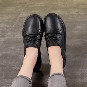 Buy cheap S069 2020 autumn new women's shoes retro handmade flat shallow shallow leather lace-up small leather shoes from wholesalers