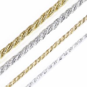 Buy cheap Gold Silver Braided Polyester Rope Twisted 5mm 3 Strands Rope from wholesalers