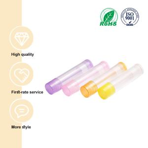 Buy cheap 3.5g Plastic Transparent cylindrical Frosted bottle with Purple/pink/yellow/orange cap for empty lipstick tube from wholesalers