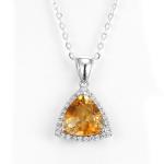 Buy cheap 10mm 925 Silver Gemstone Pendant Yellow Triangle Citrine November Birthstone Charms from wholesalers