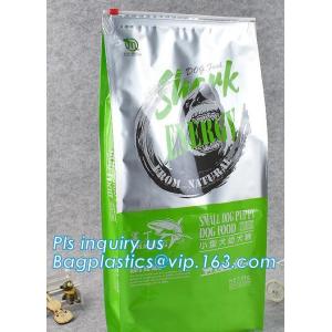 Buy cheap custom logo 5~20kg box bottom plastic pouch aluminum foil flat bottom slider zipper bag for dog food cat food, slider zi from wholesalers