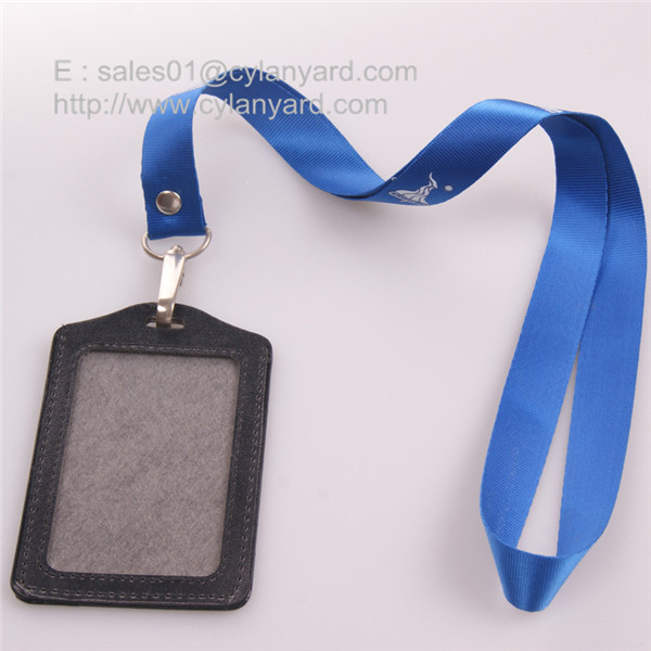 Quality Rivet nylon strap with leather card badge, plain nylon lanyards for sale