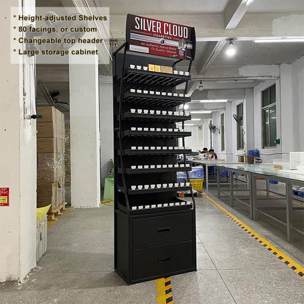 Buy cheap Customized Disassembly 2-8 Layers Floor Metal Iron Cigarette Shand With Storage Cabinet from wholesalers