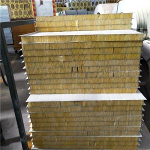 Buy cheap sound insulation prefabricated house 50mm rock wool embossing sandwich panel from wholesalers