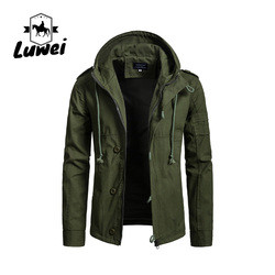 Buy cheap Winter Windproof Thin Work Outwear Blank Utility Cardigan Buttons Long Drawstring Hooded Coat Trench Men Jacket from wholesalers