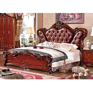 Buy cheap Classic style bed wood frame and leather with carved from wholesalers