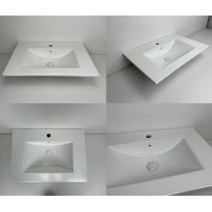 Buy cheap Drop In Self Rimming Overmount Bathroom Sink Rectangular White With Overflow from wholesalers
