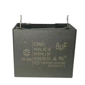 Buy cheap CBB61 450V 8.0UF Ac Fan Run Capacitor B-Class Protected 10000AFC Two Quick Connect Terminals from wholesalers