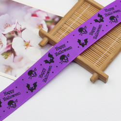 bat ghost witch pumpkin pattern halloween holiday grosgrain webbing printed