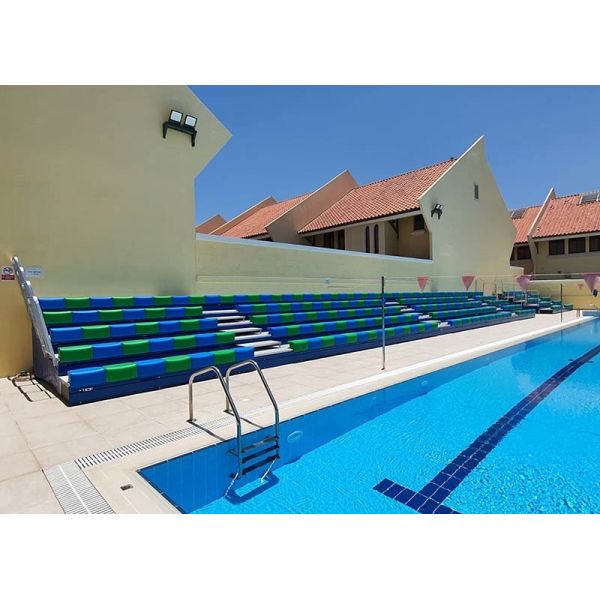 Quality Swimming Baths Telescopic Tribunes Seating With HDPE Plastic Bench Seat for sale