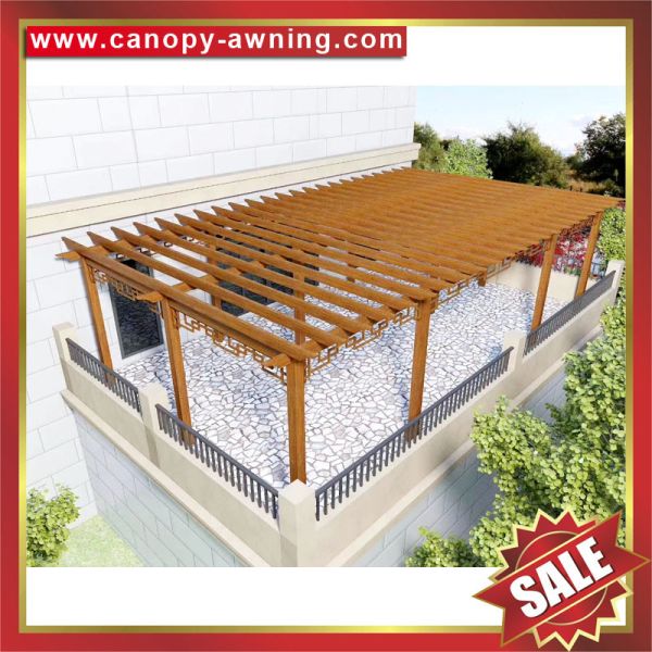 Quality hot sale public wood look sunshade garden park corridor aluminium aluminum alu grape trellis Pergola shelter gazebo for sale
