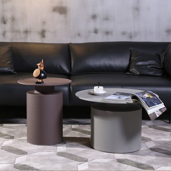 Modern Carbon Steel Iron Round Corner Table Bedroom Bedside Side Table