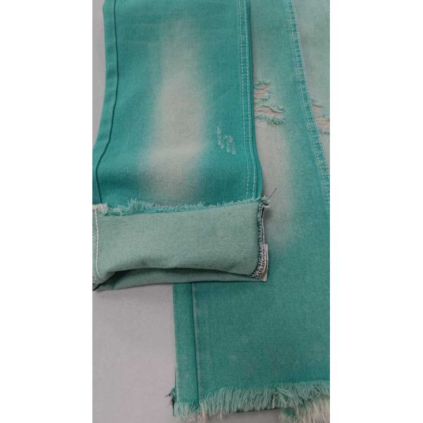 10.6oz Left Twill Apple Green 10x7 No elastic Denim fabric JSD3023FG for