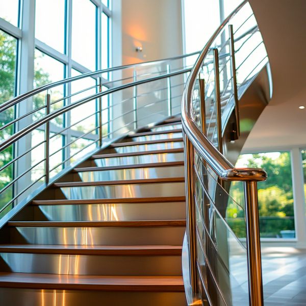 Quality Rust-Resistant Stainless Steel Handrails with Polished Finish for Glass Staircases for sale