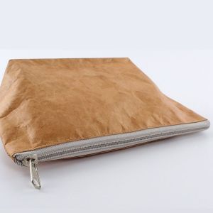 Buy cheap Custom LOGO Printed DuPont Paper Cosmetic Bag Tear-Resist Washable Tyvek Kraft Paper Bag Retro Travel Makeup Zipper Pouch from wholesalers