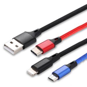 Buy cheap Three In One Nylon Braided USB Data Cable With IOS Micro And Type C Head from wholesalers