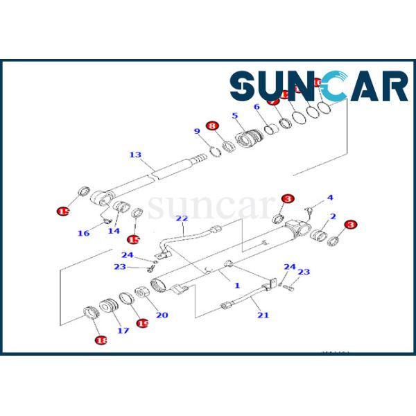 Quality 707-98-14260 7079814260 Bucket Cylinder Service Kit Komatsu For PC30R-8 Bucket Cylinder Replacement Kit for sale