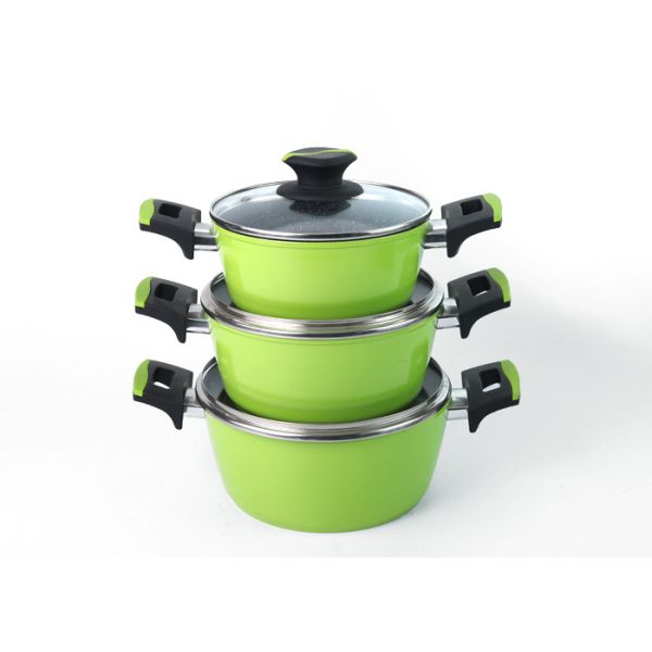 Quality 20cm Customized Logo Pressed Aluminum LFGB Ceramic Pot Set for sale