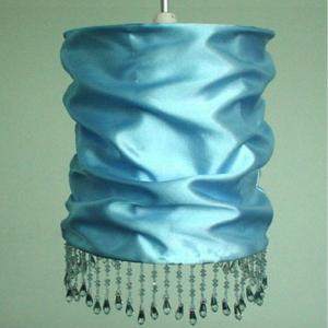 Buy cheap Collapsible Drum Navy Blue Velvet Lampshade With Clear Beads from wholesalers